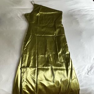 Maekoo One Shoulder Satin Slip Dress
